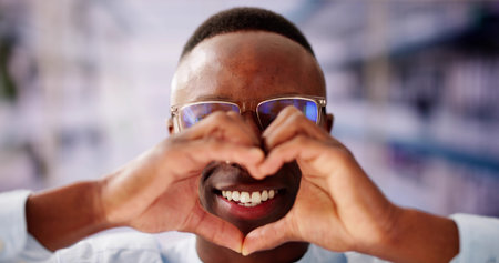 Man Making Heart Sign. Senior Hands Romantic Loveの写真素材