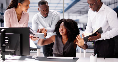 Stress At Workplace In Office. Business Headache