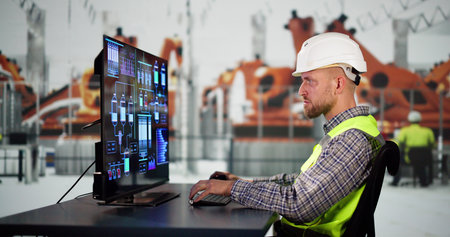 Engineer Operator Using Scada System At Industrial Plant