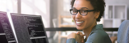 African female developer in web coding classes