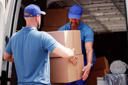 Happy Movers Loading Truck with Move From Old
