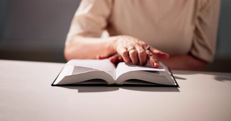 Prayer Woman Studying Bible Book In Hands