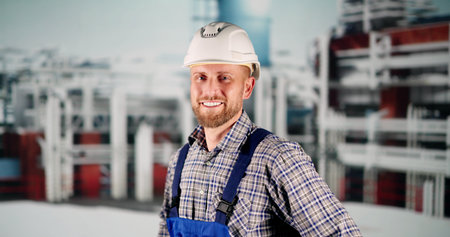 Industrial Job And Factory Worker Technician In Safety Uniform