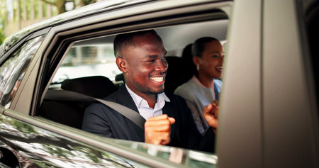Carpool Ride Sharing. African People Using Car Shareの写真素材
