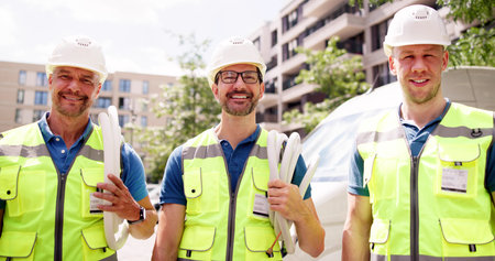 Mobile Vehicle Maintenance: Smiling Technicians Providing Professional Services Outdoors in Front of...