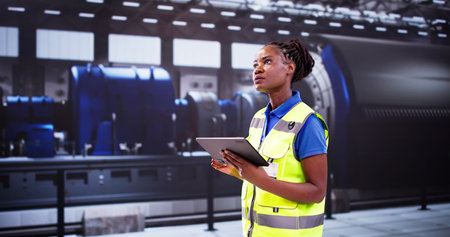 African Engineer Woman Checking Industrial Facility. Osha Inspectionの写真素材