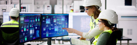 Engineer Operators Using Scada System At Industrial Plantの写真素材