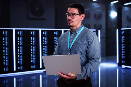 Analyst Engineer In Cloud Data Center Using Computerの写真素材