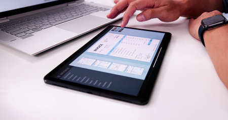Online Digital E Invoice Statement On Laptop