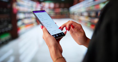 Grocery Shopping List Phone App. Consumer Convenienceの写真素材