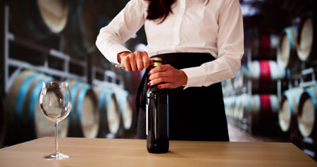 Sommelier Opening Corkscrew. Winery Alcohol Corkscrew Tasteの写真素材