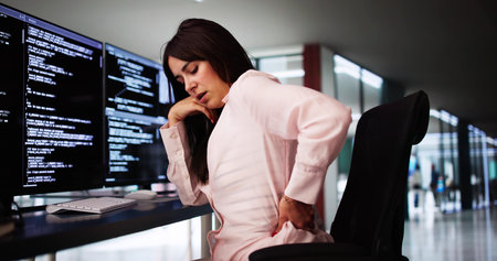 Back Pain Bad Posture Woman Sitting In Office