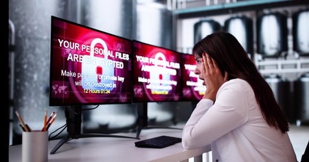 Ransomware Cyber Attack Breach. Hacked Alcohol Production Factory