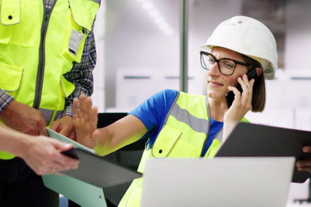 Overworked People At Automated Machine Line Plantの写真素材