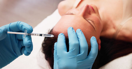 Hair Medical Treatment Therapy. Medicine Injection Procedure