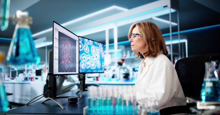 Research Lab Scientist Using Computer. Medical Science