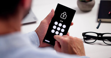 Cybersecurity Password On Phone. Bank Password And Privacy Lockの写真素材