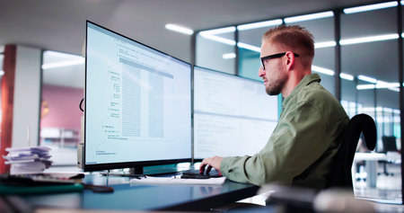 Web Developer Coding On Computer To Develop Code