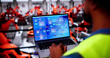 Men In Automotive Car Factory Using Scada System