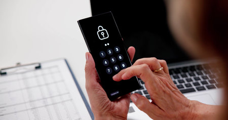 Cybersecurity Password On Phone. Bank Password And Privacy Lock