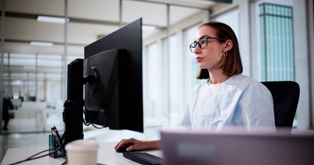 Nurse Or Doctor Using Video Conference In Hospitalの写真素材