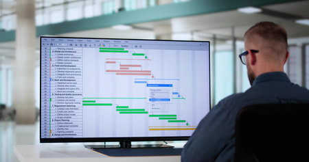 Project Management Software And Business Plan Schedule In Office