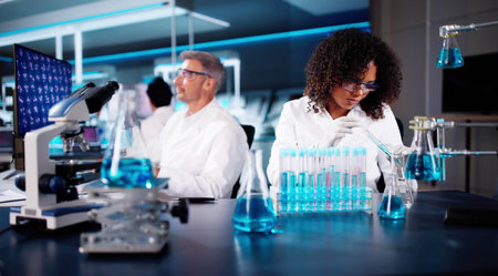 Medicine Clinic Discovery And Health Care. Scientist In Laboratoryの写真素材