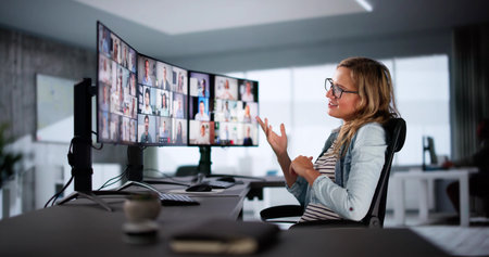 Video Conference Call. Remote Virtual Meeting Online
