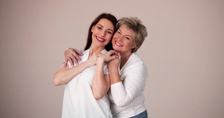 Female Family People Portrait. Daughter And Mother Loveの写真素材