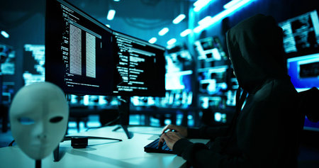 Hacker Stealing Data From Computer. Piracy And Fraudの写真素材