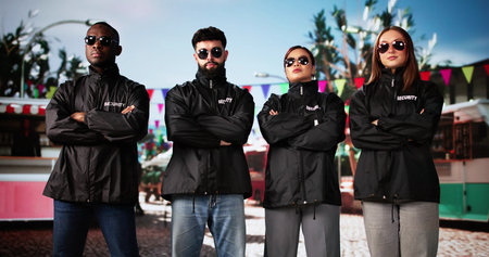 Security Guard Event Service At Local Street Food Eventの写真素材