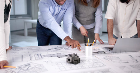 Mechanical Part Design Blueprint. Technical Document Paperの写真素材