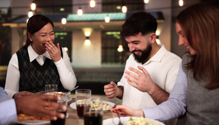 Evening Dinner Outdoors At Patio. Food Party At Terraceの写真素材