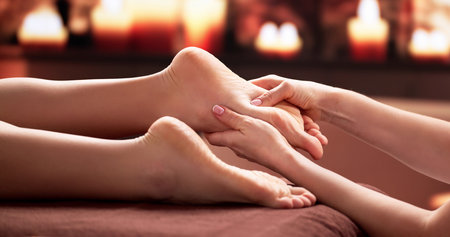 Relaxing Foot Spa Massage and Reflexology Session with Skilled Therapist.の写真素材