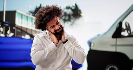 Injured African American Driver Claims Whiplash After Car Accident