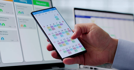 Gantt Gantt Software Project And Digital Agenda Calendarの写真素材