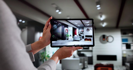 Virtual Real Estate House Video Conference Tour Features A Modern Interior. Possible Professions:...