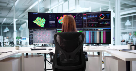 Professional Business Analyst Uses 3D Chart Software To Solve Problems.