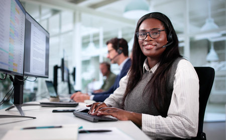 Multiracial Customer Care Team Providing Office Specialist Support Servicesの写真素材
