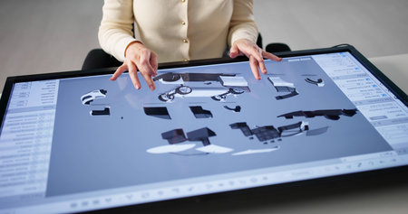Female Engineer Using 3D CAD Software To Design Autonomous Cars