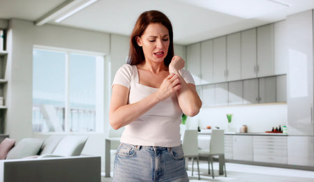 Frustrated Dermatologist Examining Patient's Dry, Itchy Skin Rash Carefully