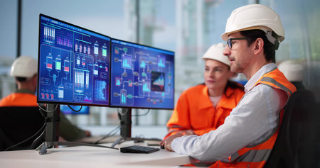 Black Woman Engineer Monitors Innovative Automation System At Oil Refinery.
