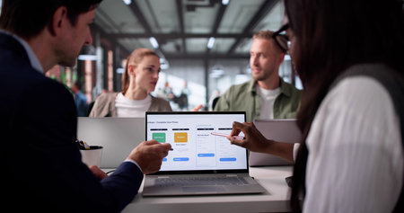 Multiethnic Team Of UI UX Designers Developing Mobile Shopping Appの写真素材