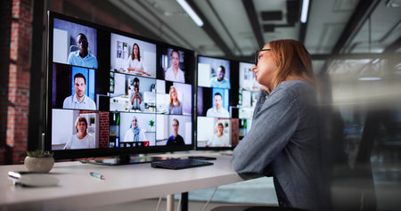 Tired Woman Falls Asleep During Boring Panel Meeting At Office.の写真素材