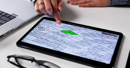 City Manager Using GIS Software To Plan Urban Development Projectsの写真素材