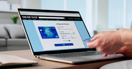 Ecommerce Analyst Making Virtual Transactions From Home Office. Online Shopping.の写真素材