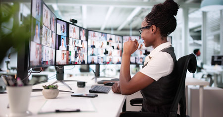 Remote Woman On A Mountain Learning Business Skills Online Videoconference.