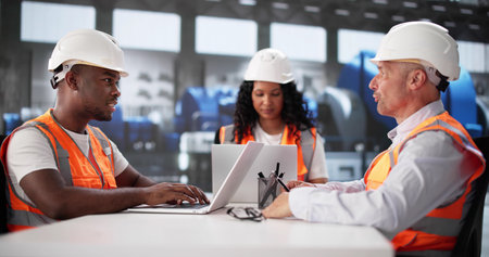 Diverse Engineering Team Designs Automation At Oil And Gas Plant.