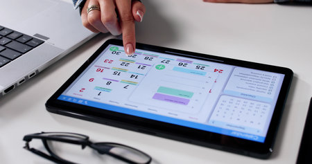 Efficient Woman Managing Appointments On Online Calendar Planner App Organizing Staff.