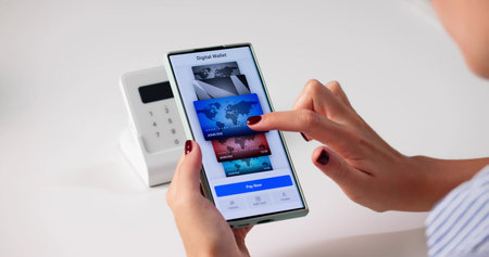 Customer Makes Online Purchase With Smartphone Mobile Payment App